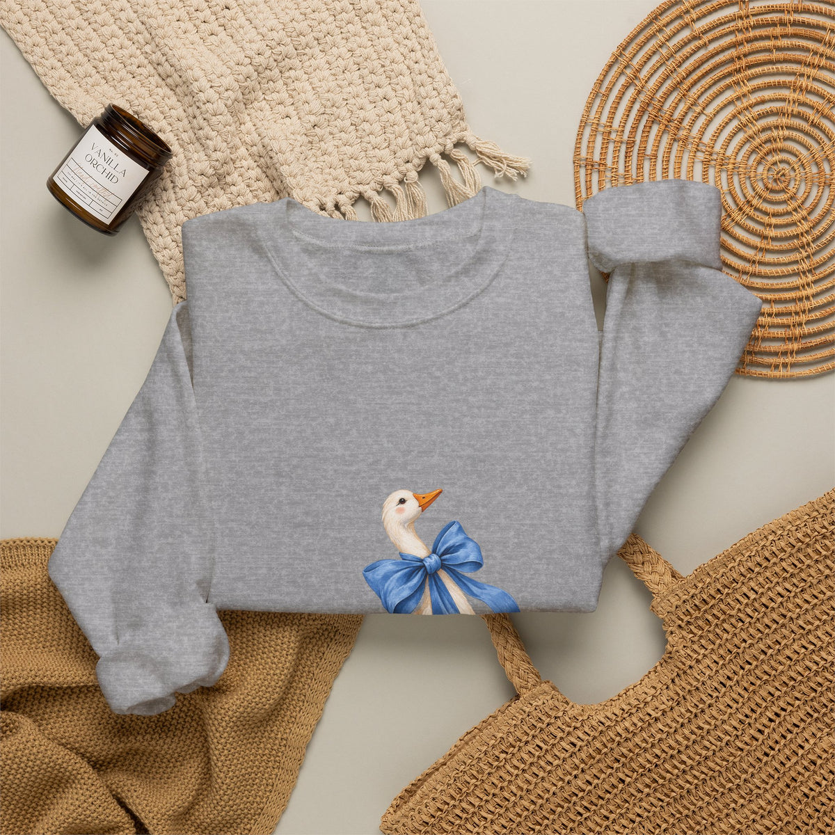 Cute Duck with blue bow Unisex Heavy Blend™ Crewneck Sweatshirt