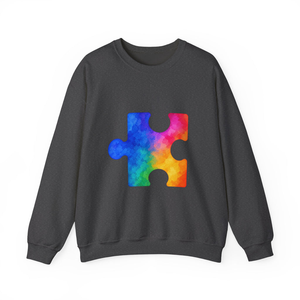 Puzzle Piece Crewneck Sweatshirt — Rainbow Autism Awareness Pullover