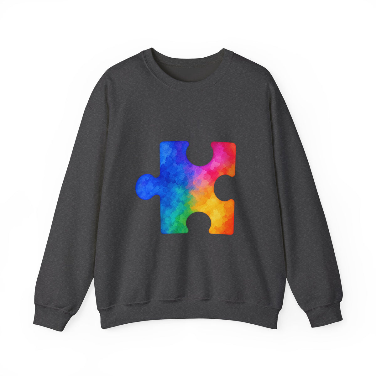 Puzzle Piece Crewneck Sweatshirt — Rainbow Autism Awareness Pullover