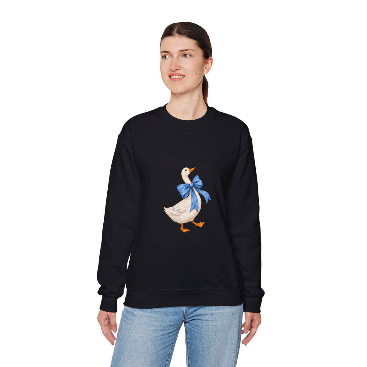 Cute Duck with blue bow Unisex Heavy Blend™ Crewneck Sweatshirt