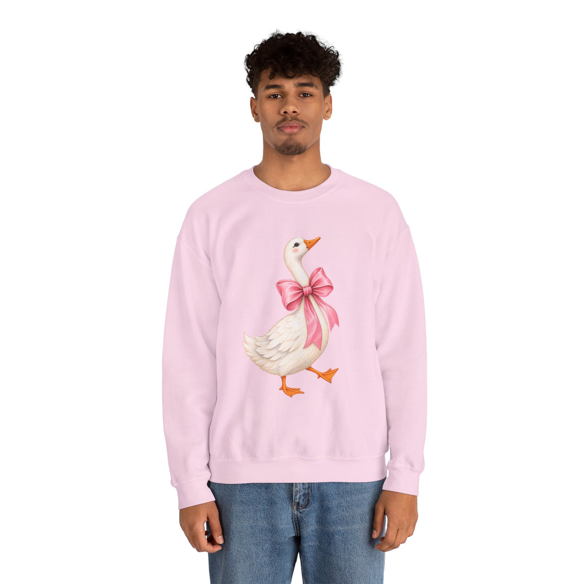 Cute Duck with Pink Bow Unisex Heavy Blend Crewneck Sweatshirt