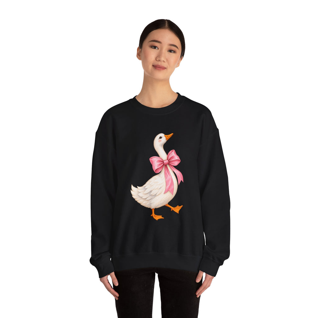 Cute Duck with Pink Bow Unisex Heavy Blend Crewneck Sweatshirt