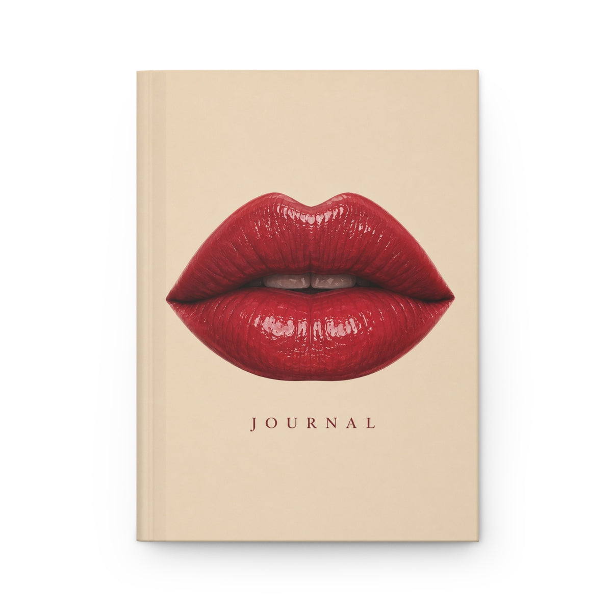 Lip Print Hardcover Journal — Chic Red Lips Lined Notebook