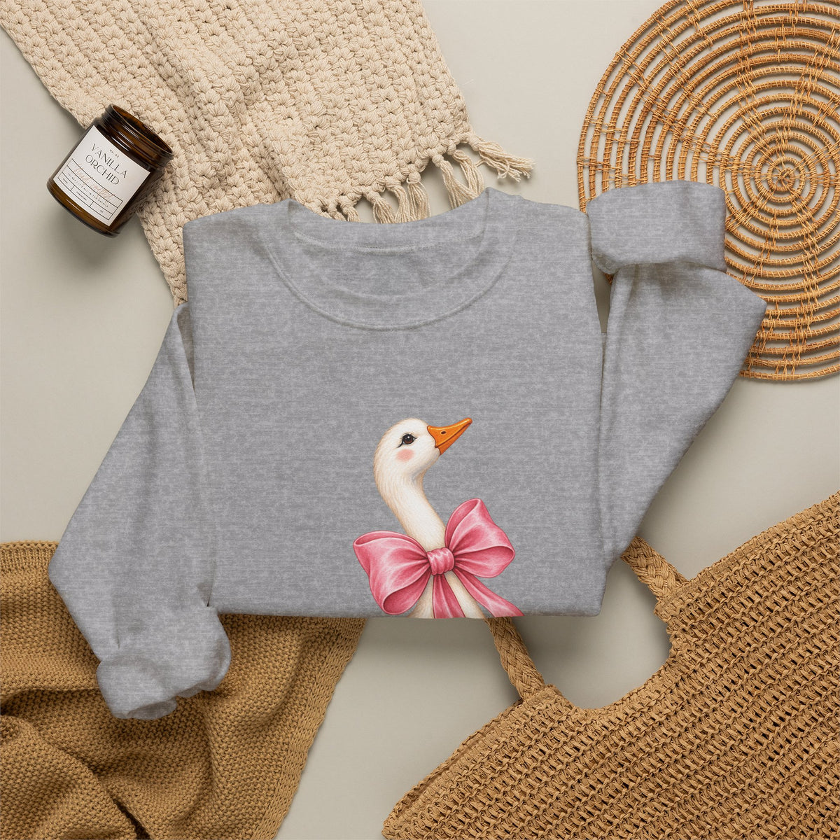 Cute Duck with Pink Bow Unisex Heavy Blend Crewneck Sweatshirt