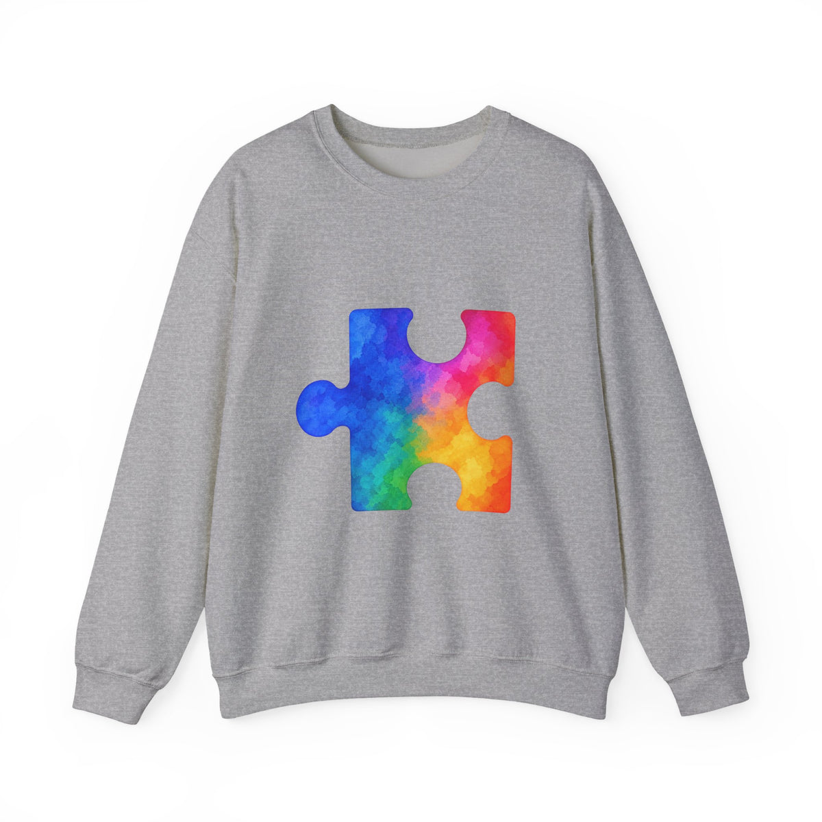 Puzzle Piece Crewneck Sweatshirt — Rainbow Autism Awareness Pullover
