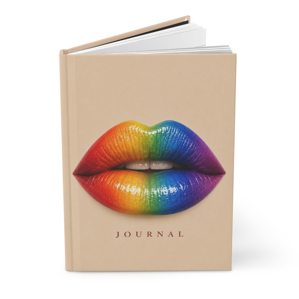 Rainbow Lips Hardcover Journal — Lined Matte Notebook for Pride, Self-Expression & Creative Writing