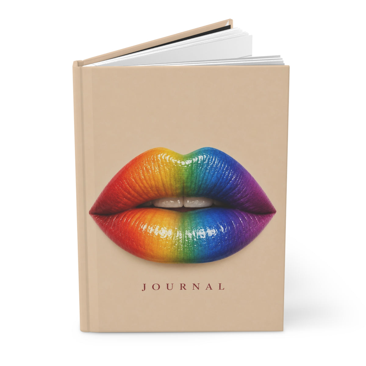 Rainbow Lips Hardcover Journal — Lined Matte Notebook for Pride, Self-Expression & Creative Writing