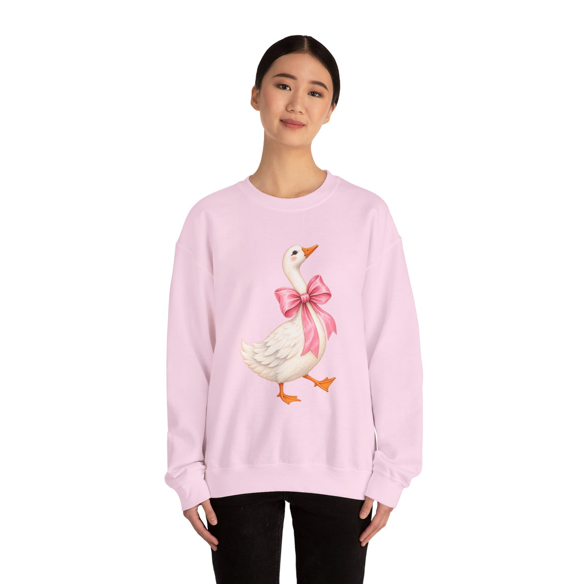 Cute Duck with Pink Bow Unisex Heavy Blend Crewneck Sweatshirt