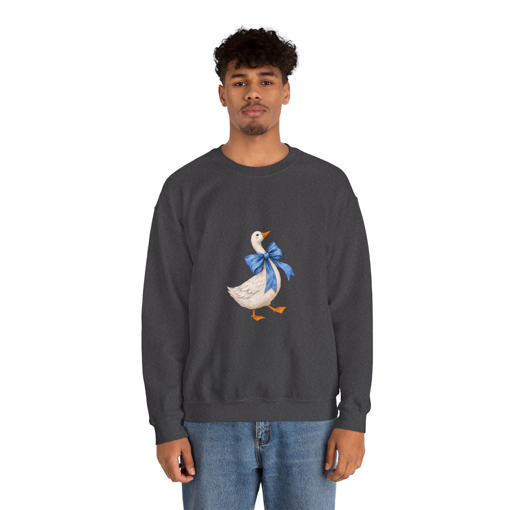 Cute Duck with blue bow Unisex Heavy Blend™ Crewneck Sweatshirt