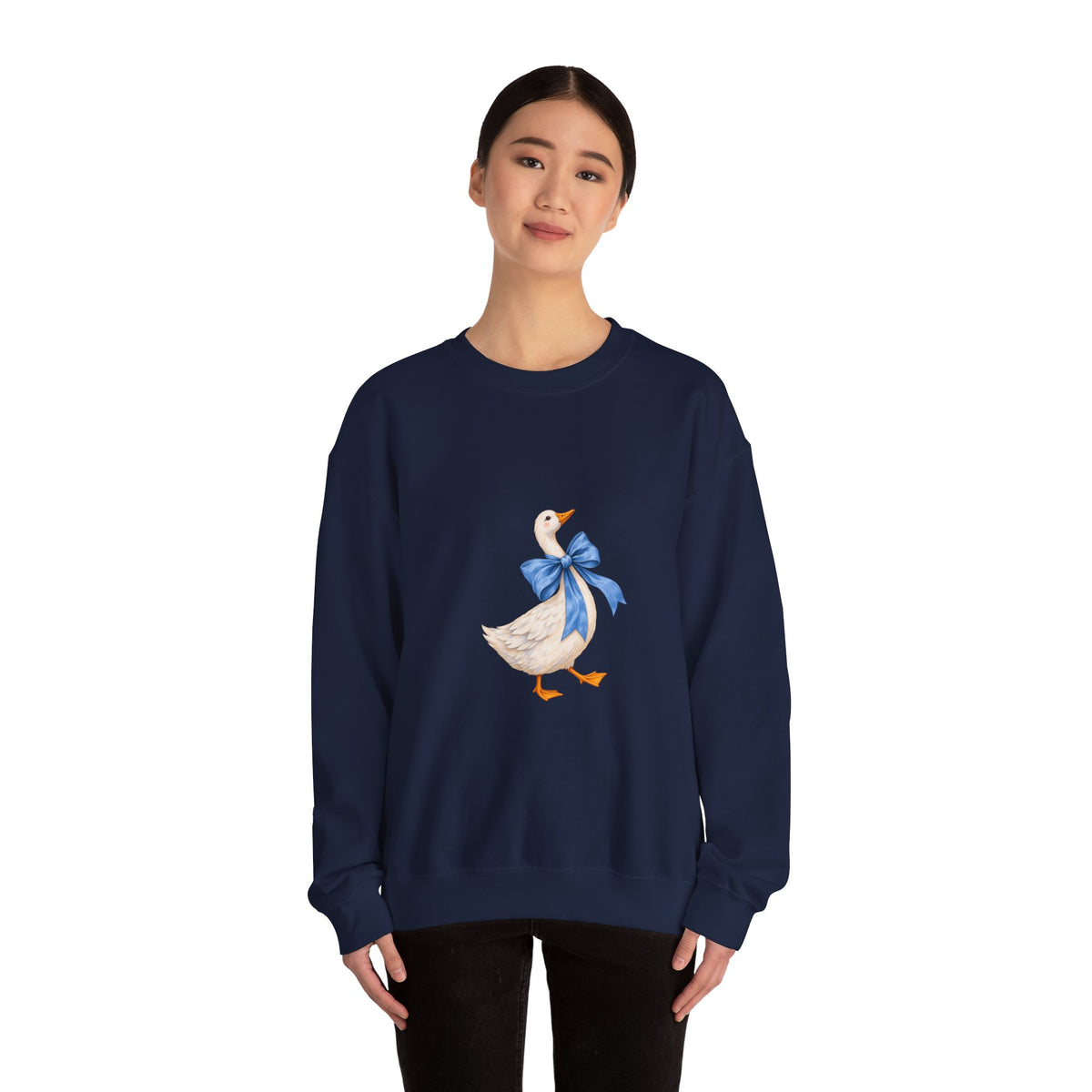 Cute Duck with blue bow Unisex Heavy Blend™ Crewneck Sweatshirt