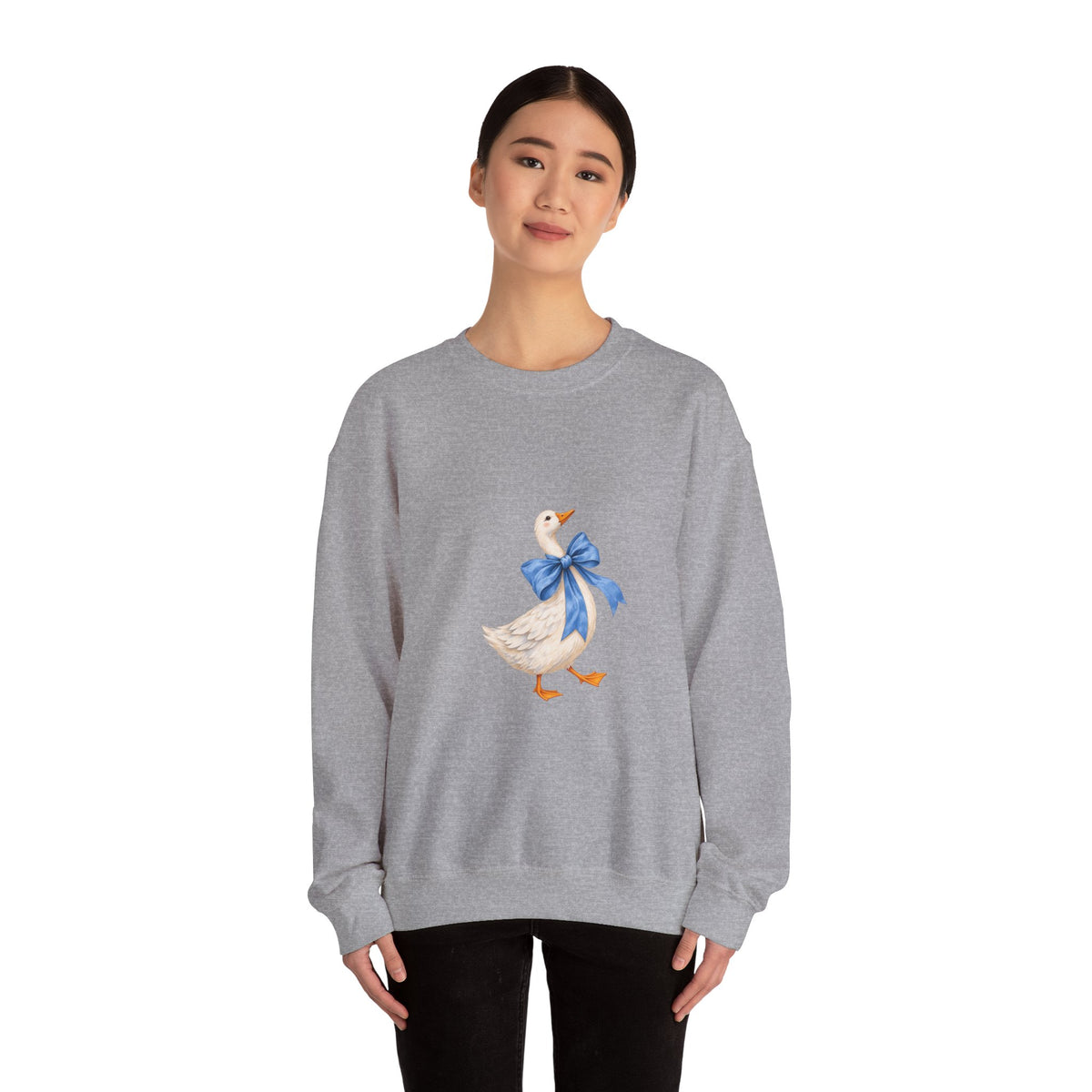 Cute Duck with blue bow Unisex Heavy Blend™ Crewneck Sweatshirt