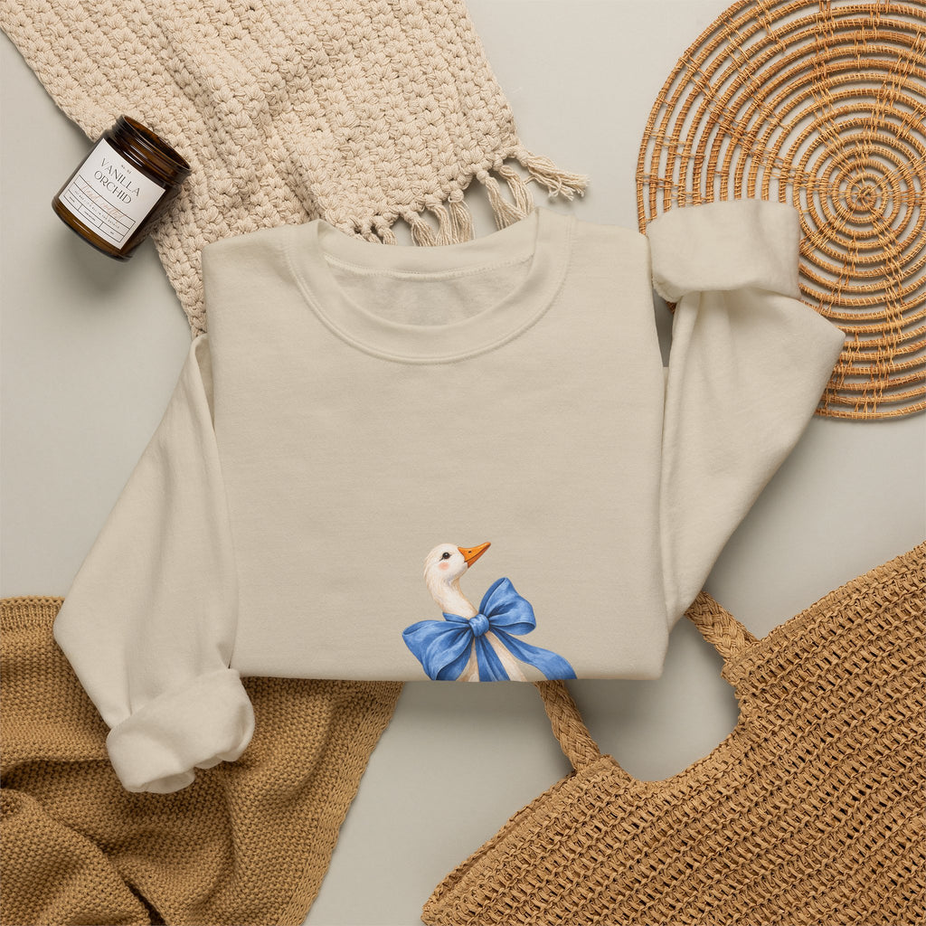 Cute Duck with blue bow Unisex Heavy Blend™ Crewneck Sweatshirt