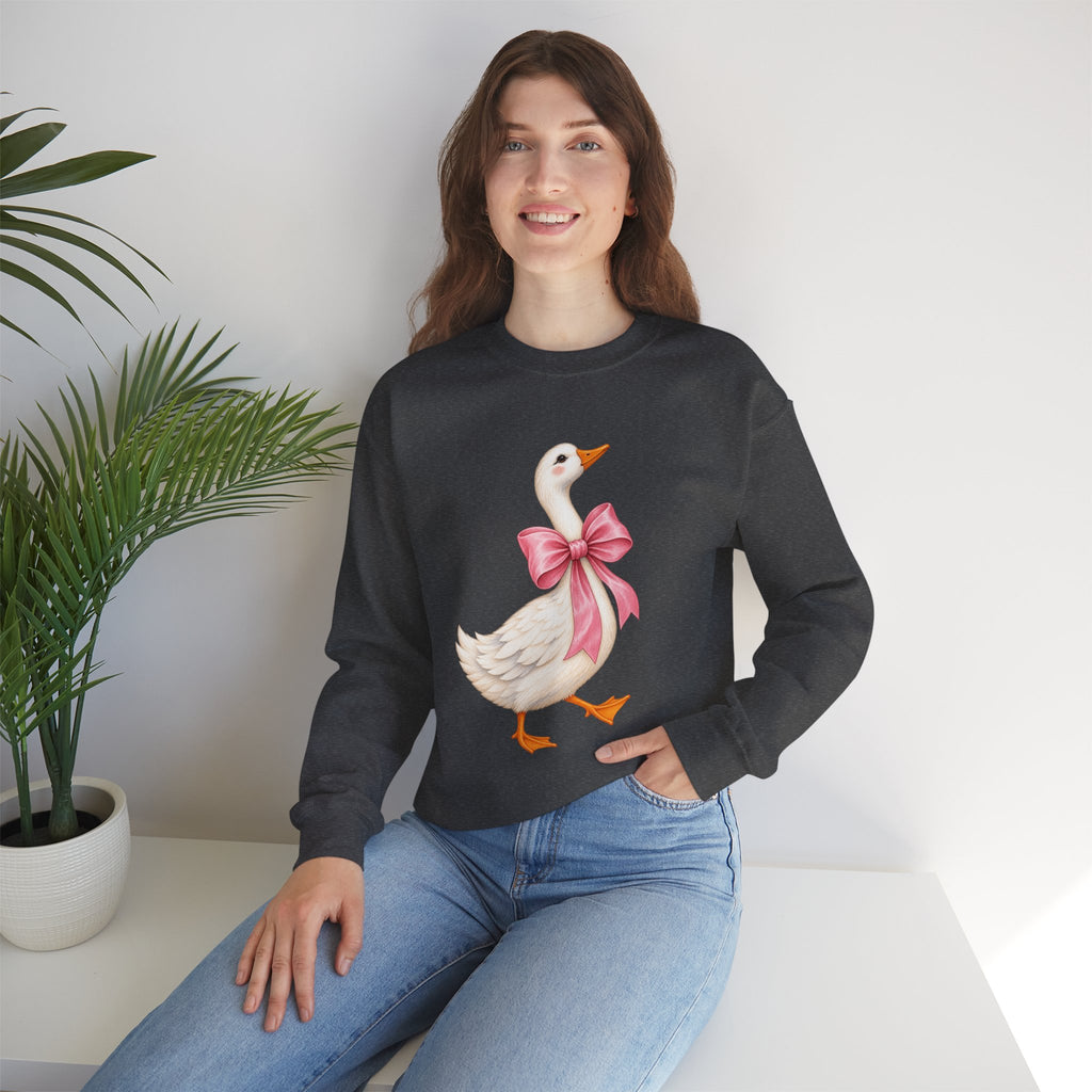 Cute Duck with Pink Bow Unisex Heavy Blend Crewneck Sweatshirt