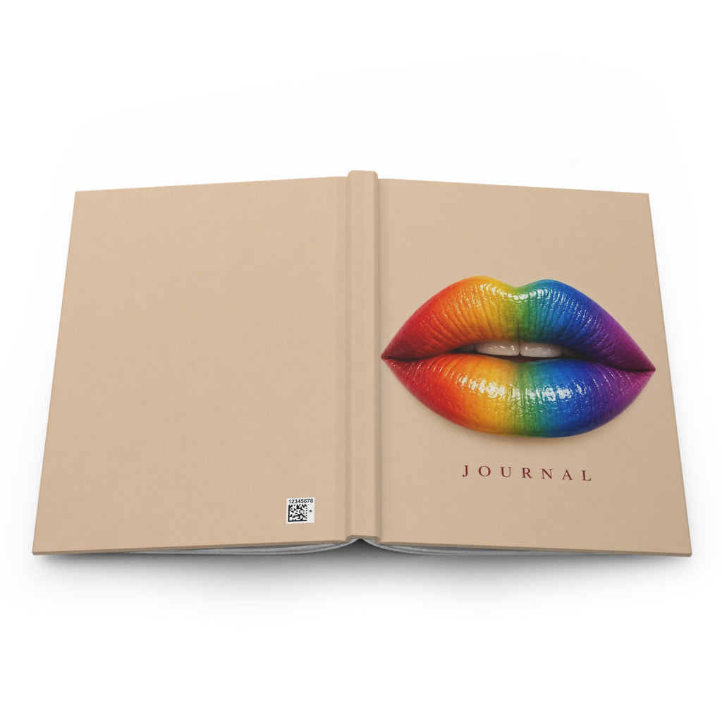 Rainbow Lips Hardcover Journal — Lined Matte Notebook for Pride, Self-Expression & Creative Writing