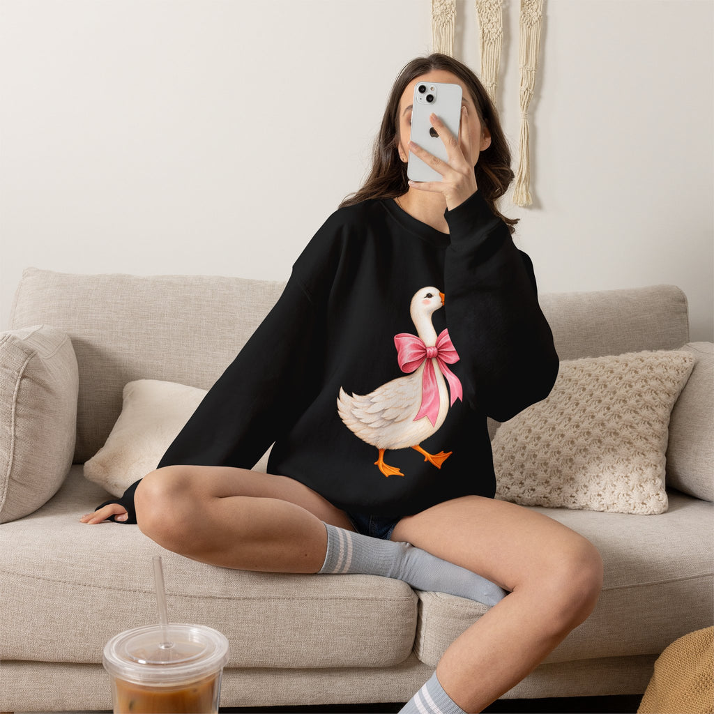 Cute Duck with Pink Bow Unisex Heavy Blend Crewneck Sweatshirt