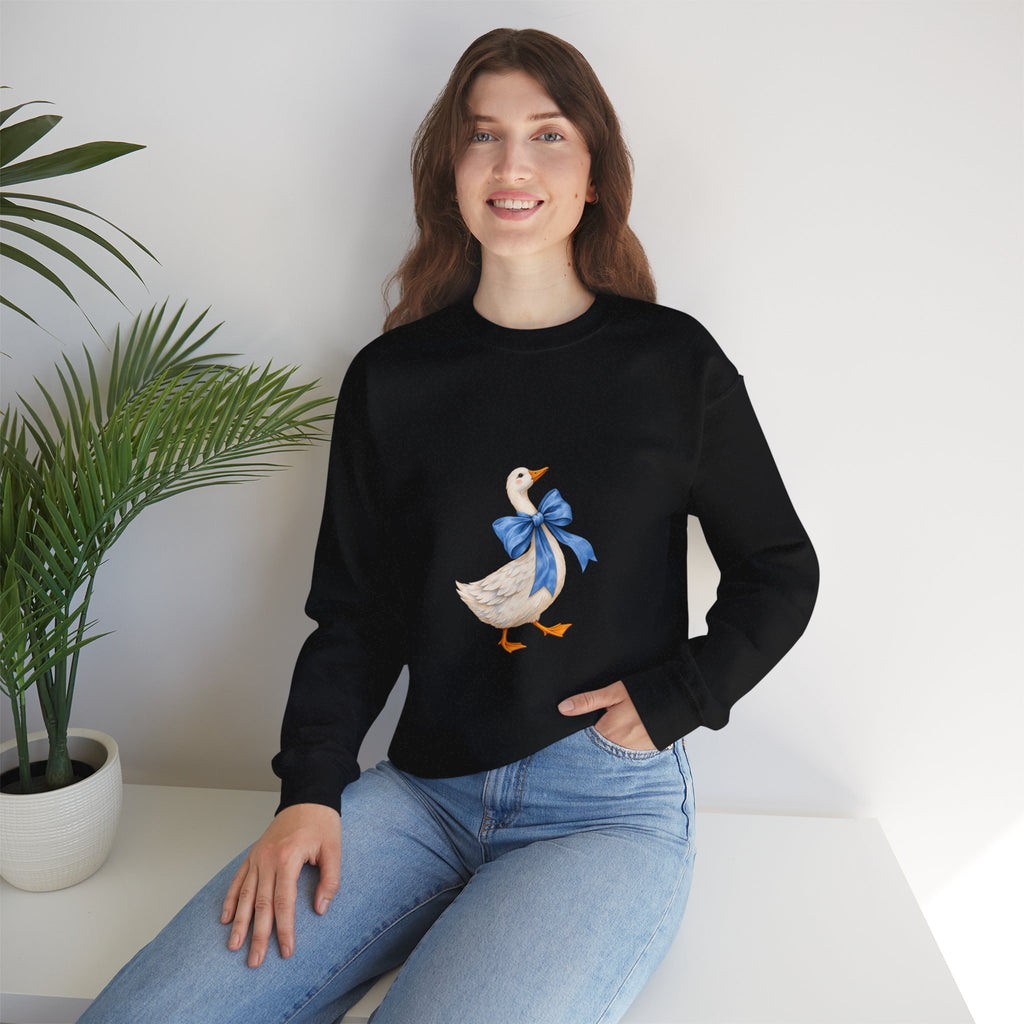 Cute Duck with blue bow Unisex Heavy Blend™ Crewneck Sweatshirt