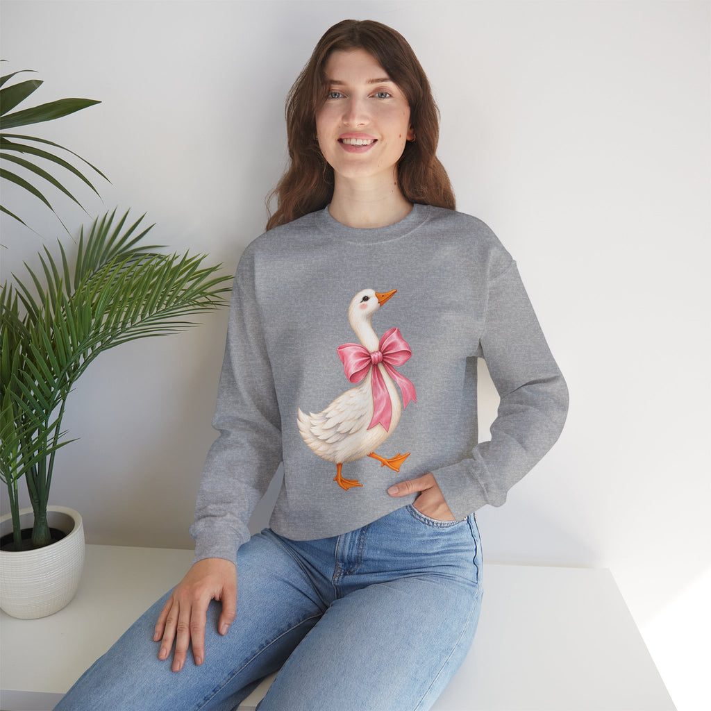 Cute Duck with Pink Bow Unisex Heavy Blend Crewneck Sweatshirt