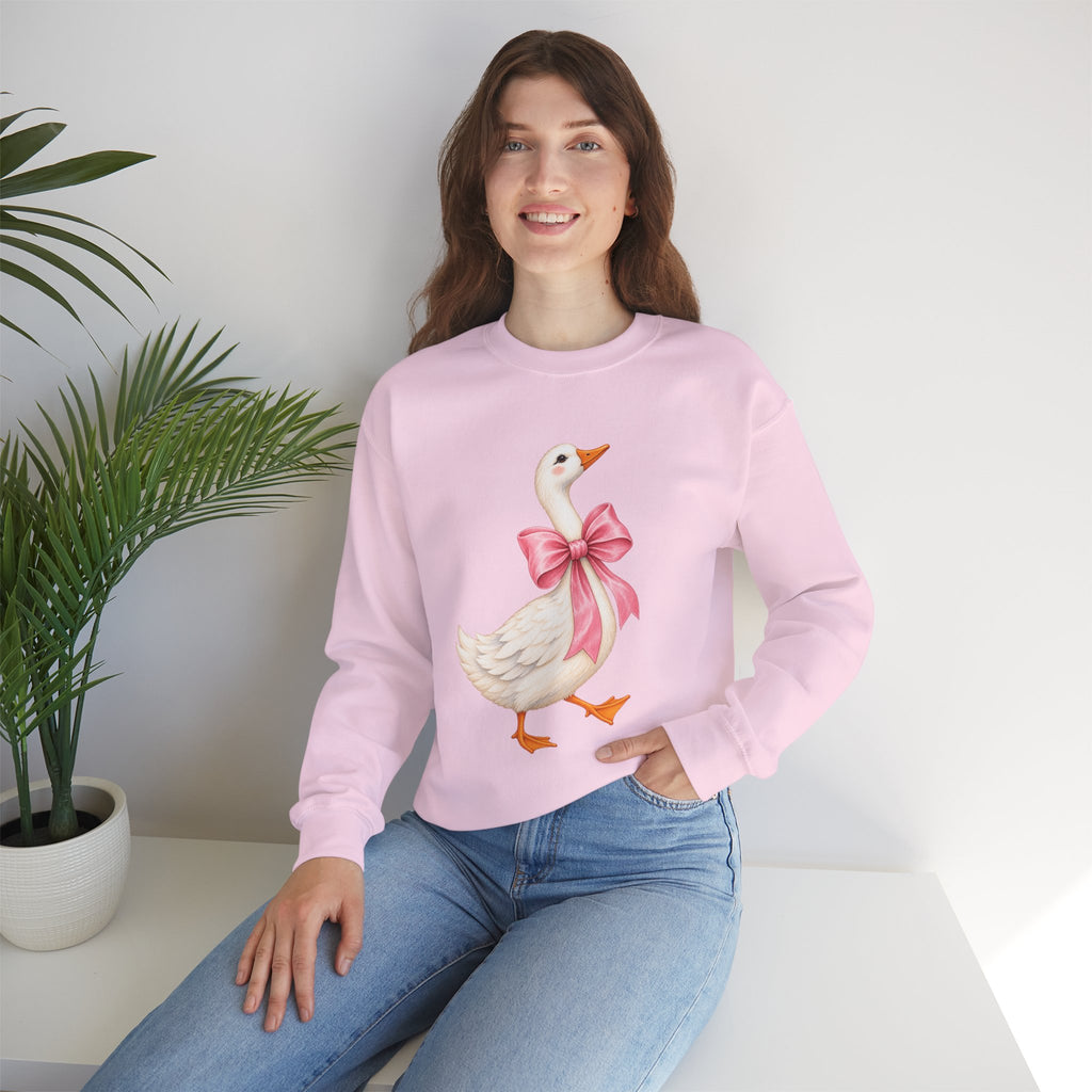 Cute Duck with Pink Bow Unisex Heavy Blend Crewneck Sweatshirt