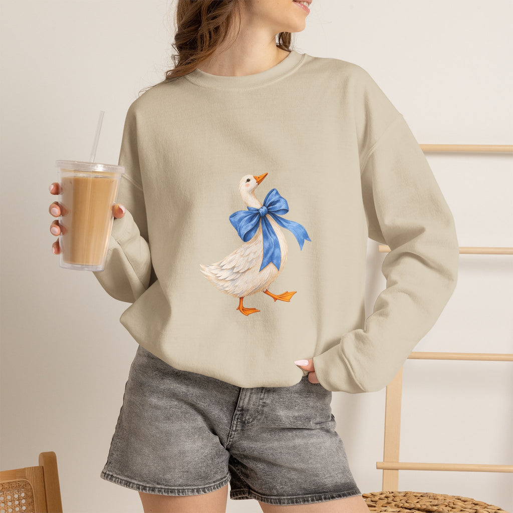 Cute Duck with blue bow Unisex Heavy Blend™ Crewneck Sweatshirt