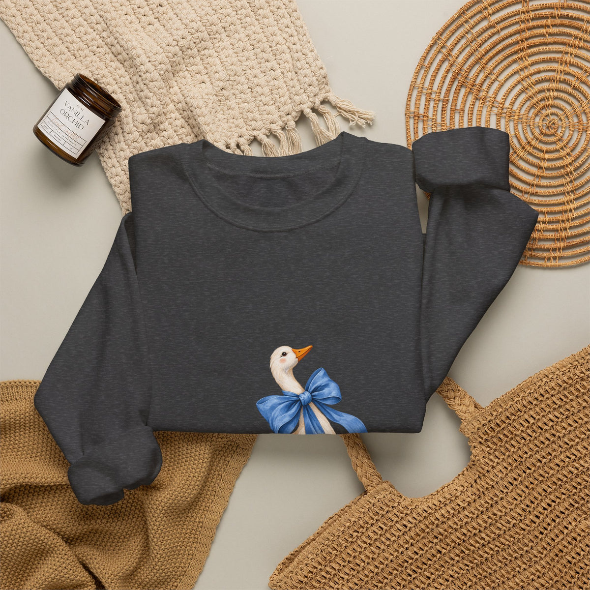 Cute Duck with blue bow Unisex Heavy Blend™ Crewneck Sweatshirt
