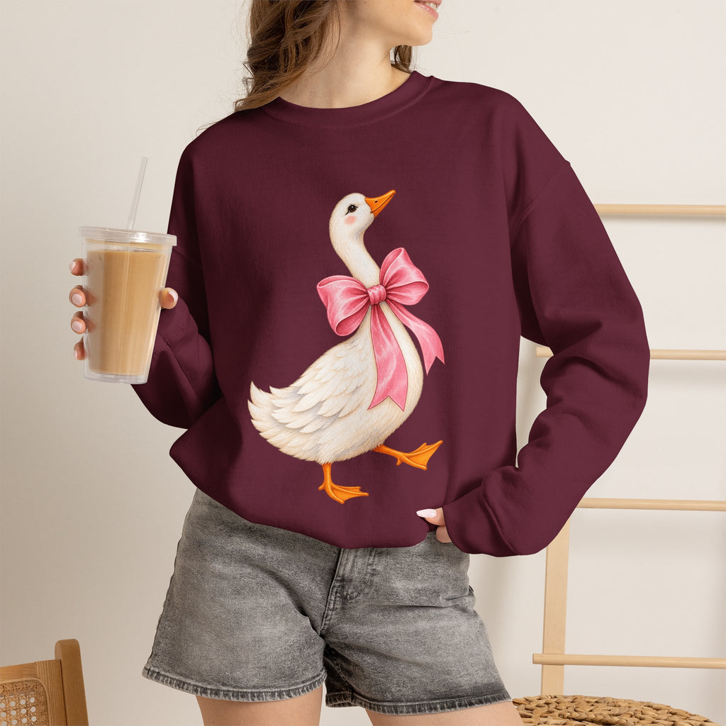 Cute Duck with Pink Bow Unisex Heavy Blend Crewneck Sweatshirt