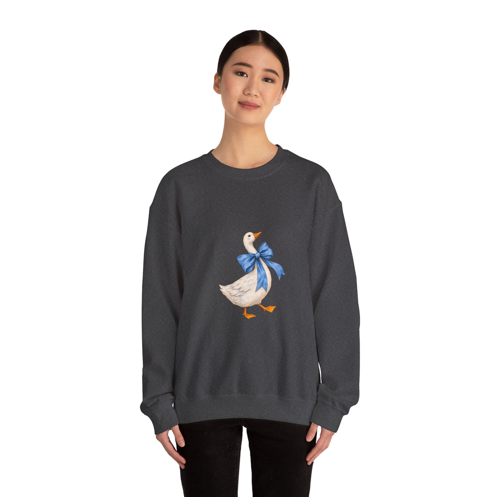Cute Duck with blue bow Unisex Heavy Blend™ Crewneck Sweatshirt