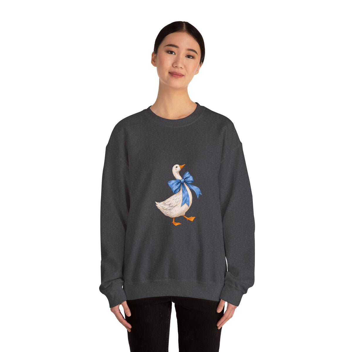 Cute Duck with blue bow Unisex Heavy Blend™ Crewneck Sweatshirt