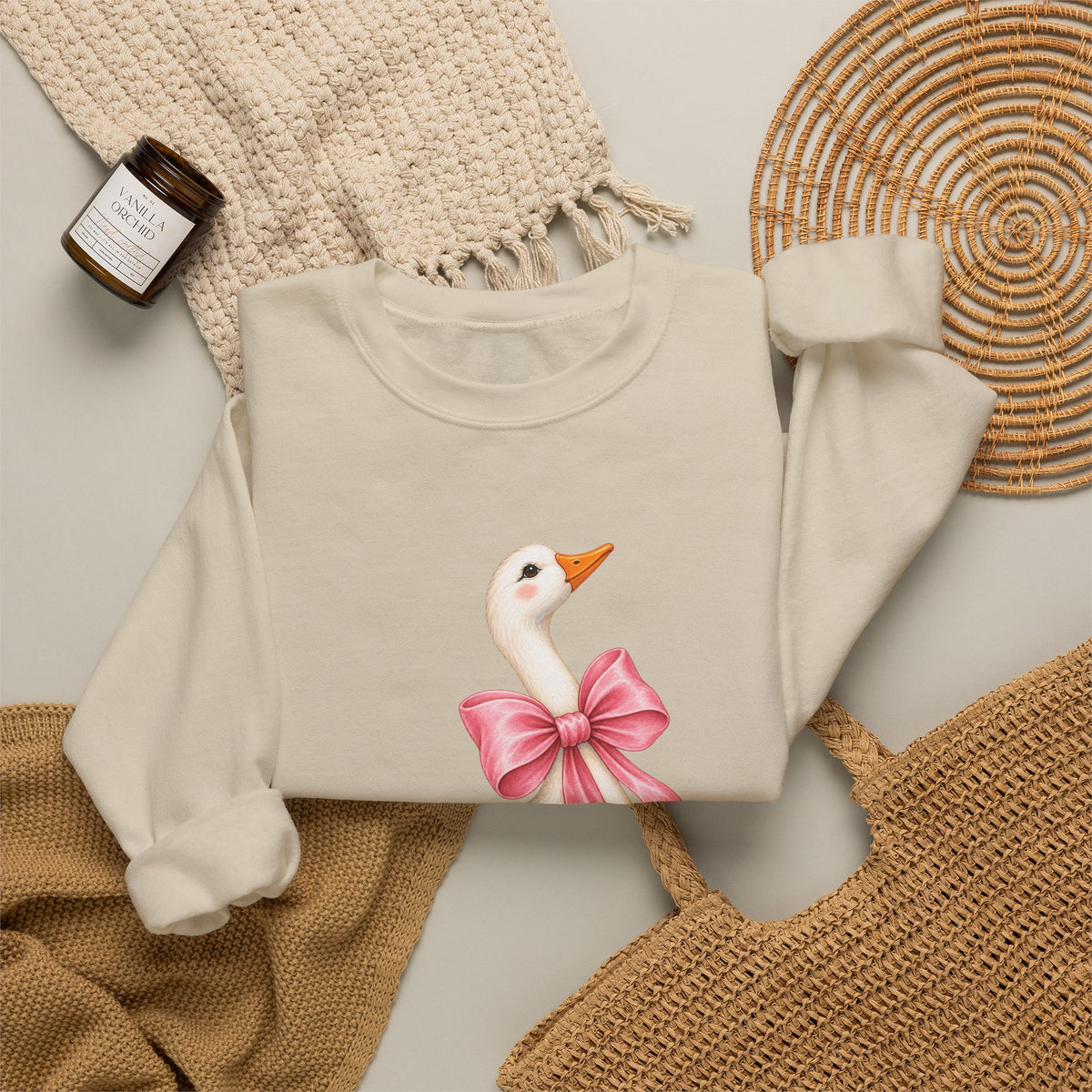 Cute Duck with Pink Bow Unisex Heavy Blend Crewneck Sweatshirt