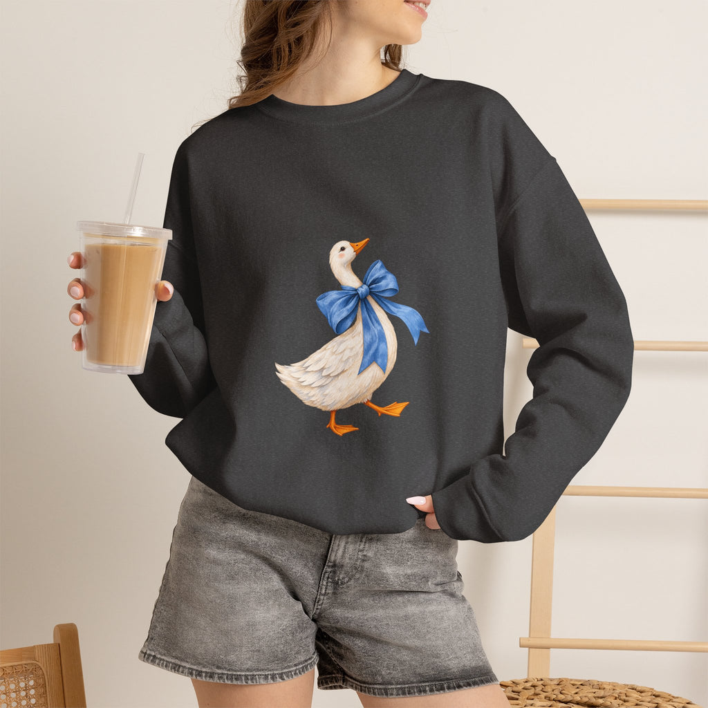 Cute Duck with blue bow Unisex Heavy Blend™ Crewneck Sweatshirt