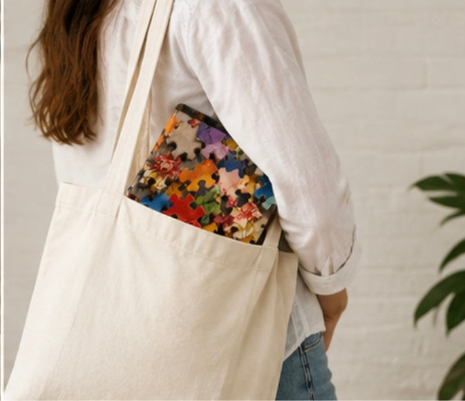 Colorful Puzzle Pieces Aesthetic Lined Journal
