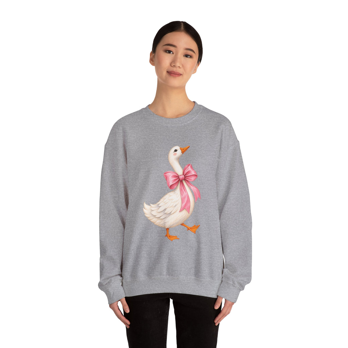 Cute Duck with Pink Bow Unisex Heavy Blend Crewneck Sweatshirt