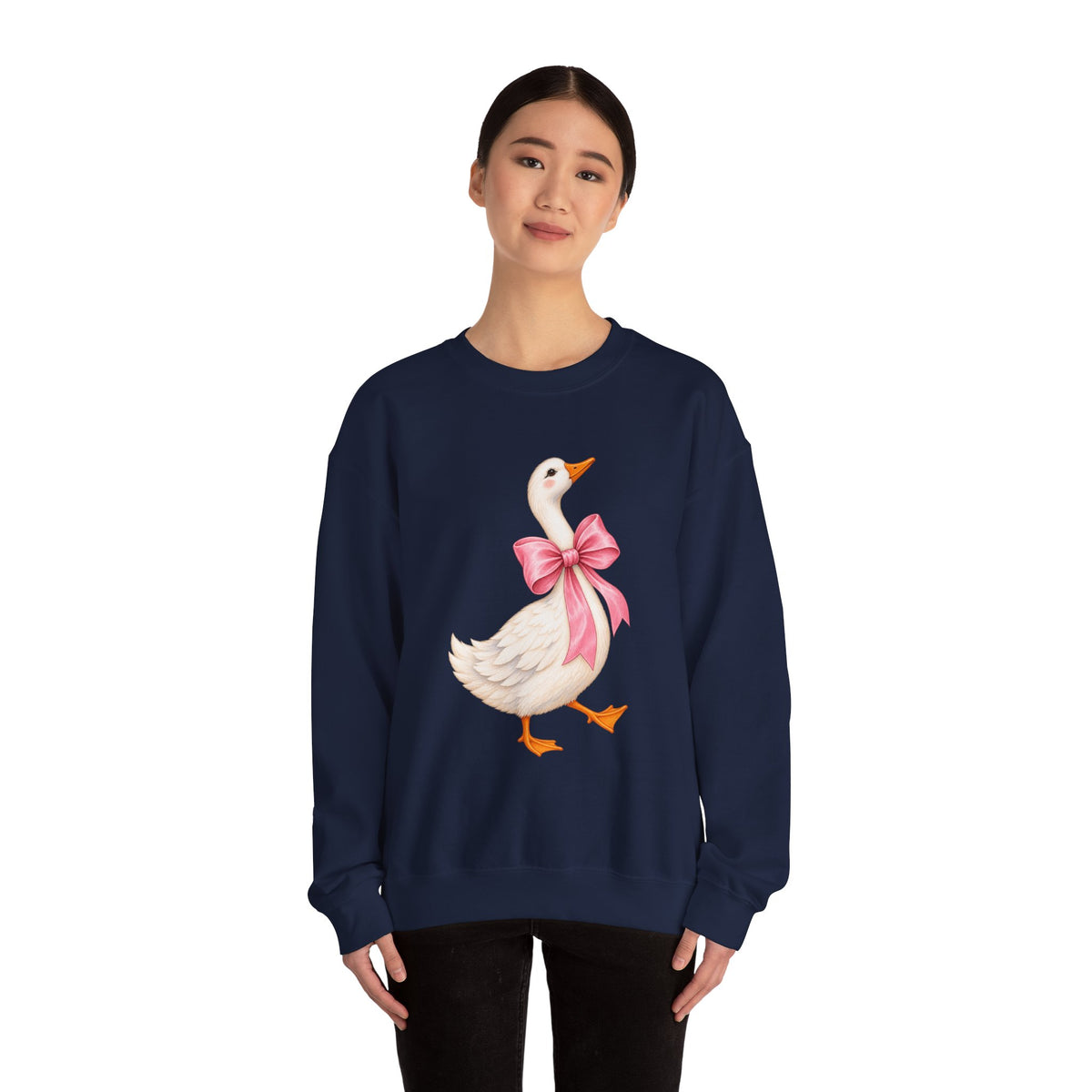 Cute Duck with Pink Bow Unisex Heavy Blend Crewneck Sweatshirt