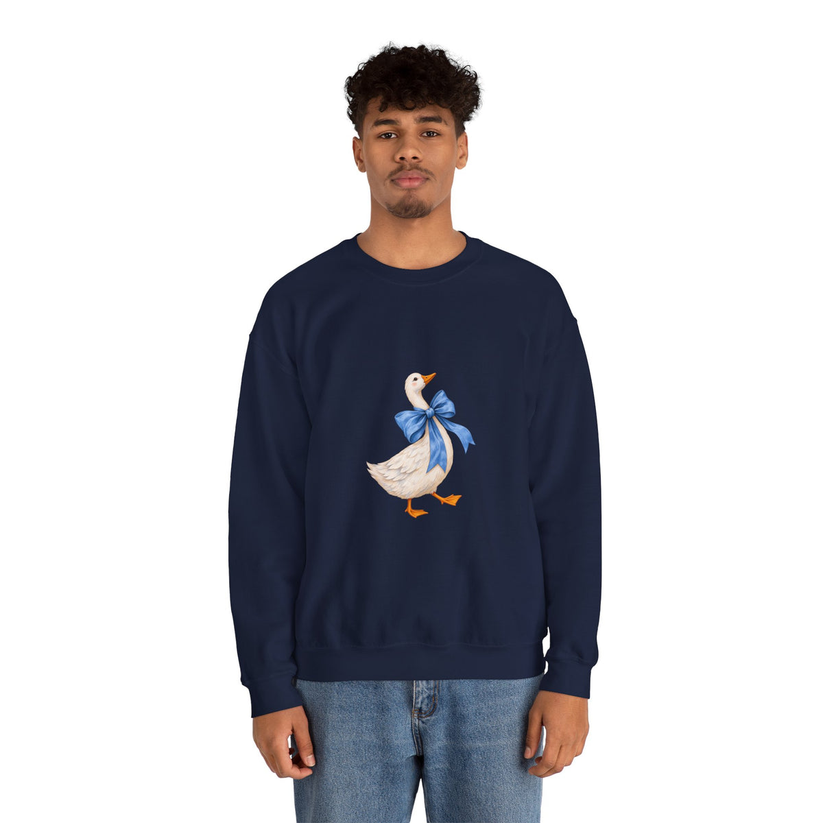 Cute Duck with blue bow Unisex Heavy Blend™ Crewneck Sweatshirt