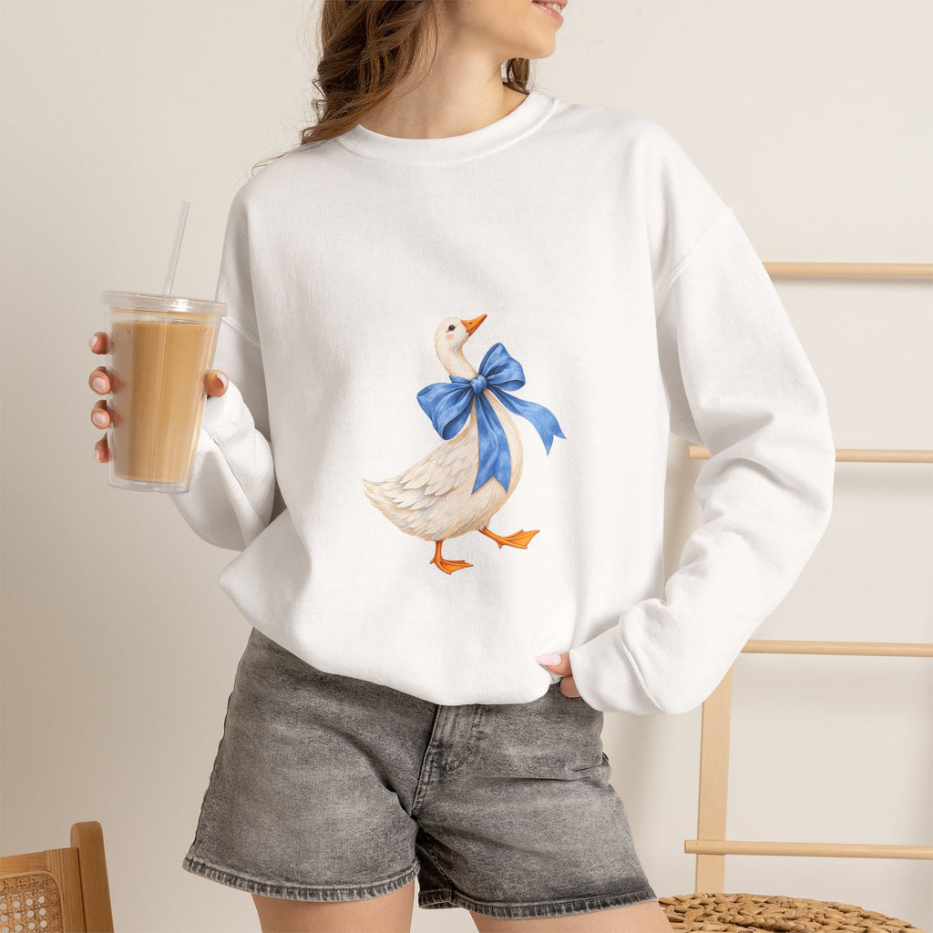 Cute Duck with blue bow Unisex Heavy Blend™ Crewneck Sweatshirt