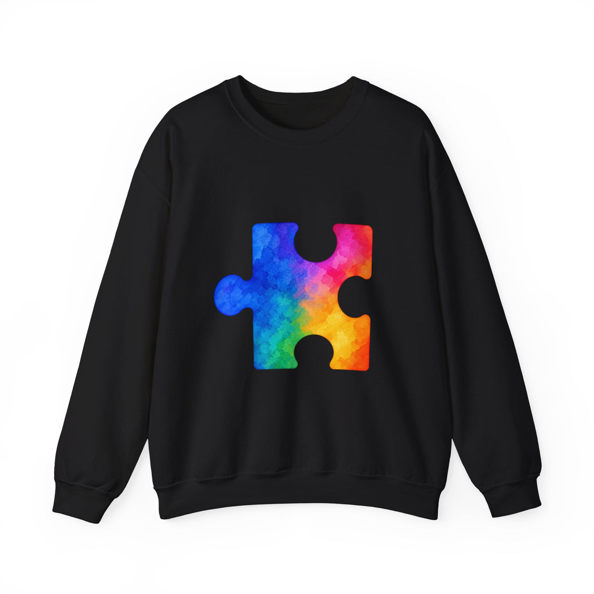 Puzzle Piece Crewneck Sweatshirt — Rainbow Autism Awareness Pullover