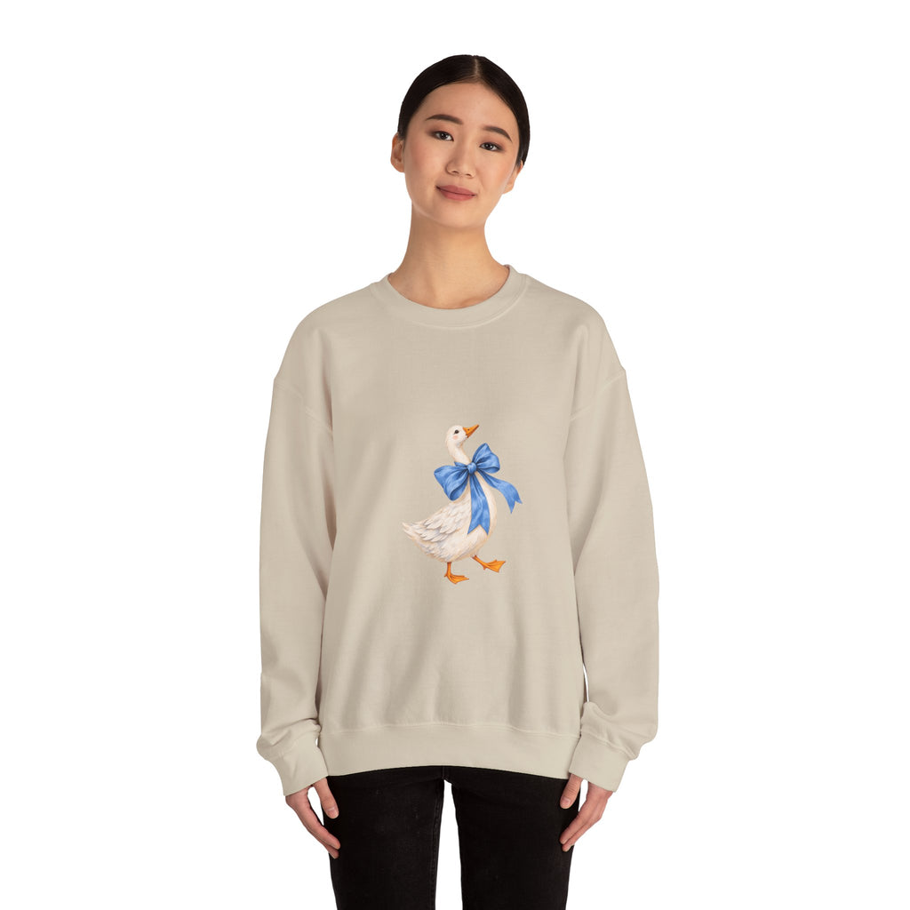 Cute Duck with blue bow Unisex Heavy Blend™ Crewneck Sweatshirt