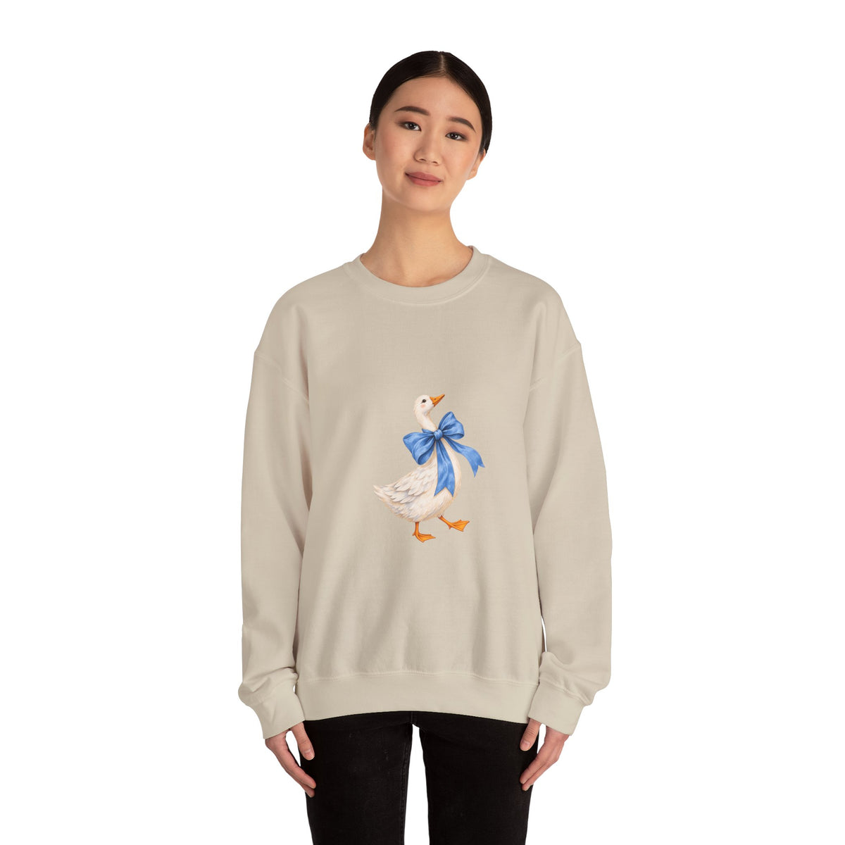 Cute Duck with blue bow Unisex Heavy Blend™ Crewneck Sweatshirt