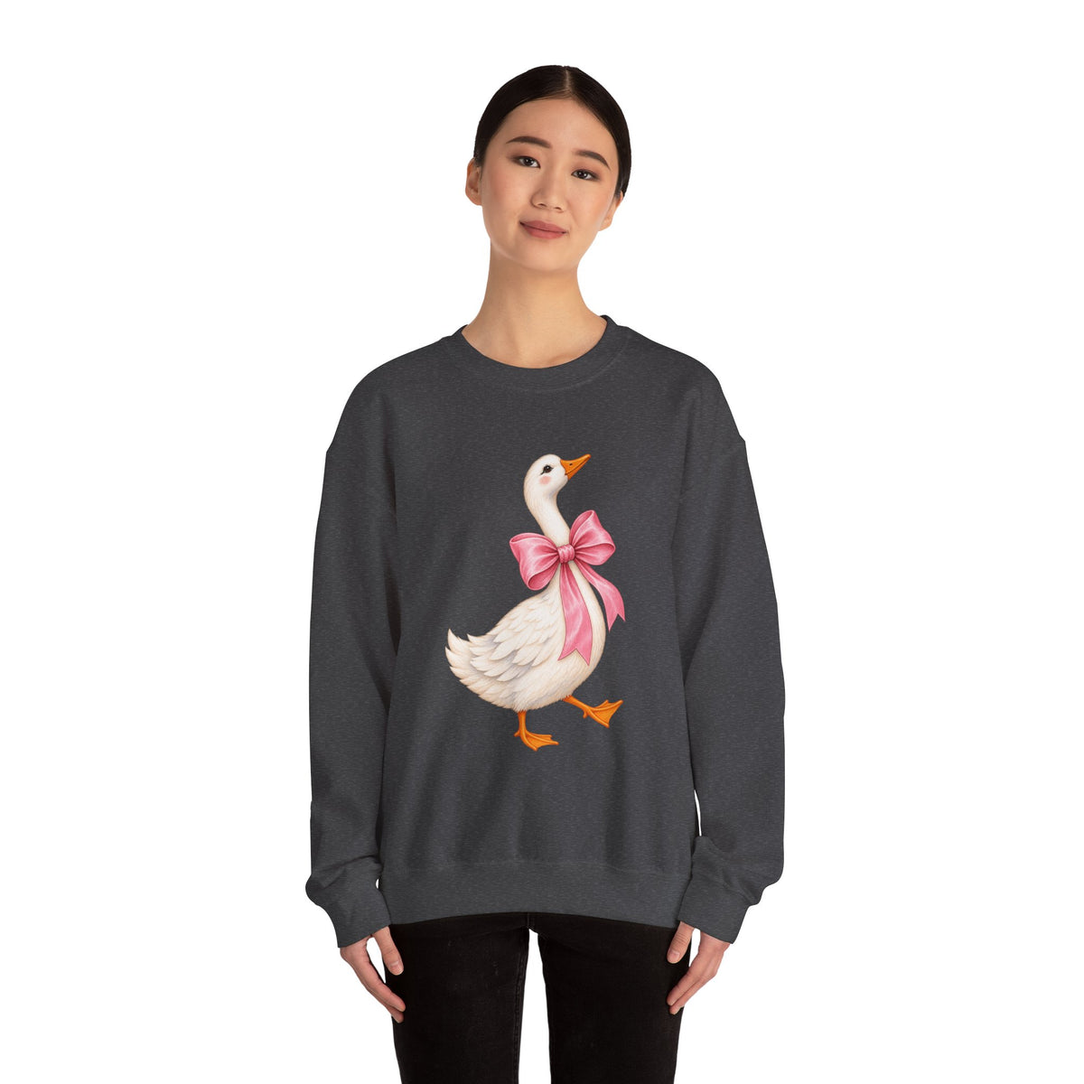 Cute Duck with Pink Bow Unisex Heavy Blend Crewneck Sweatshirt