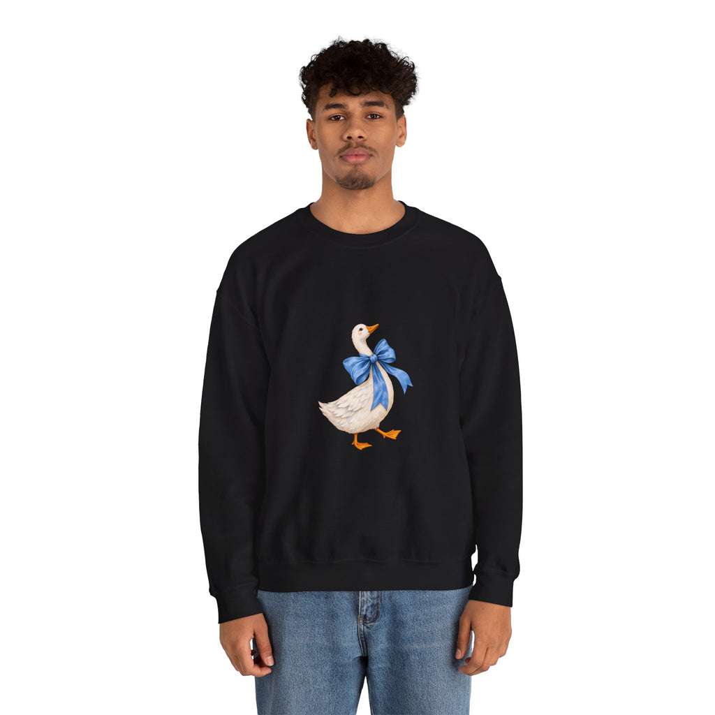 Cute Duck with blue bow Unisex Heavy Blend™ Crewneck Sweatshirt
