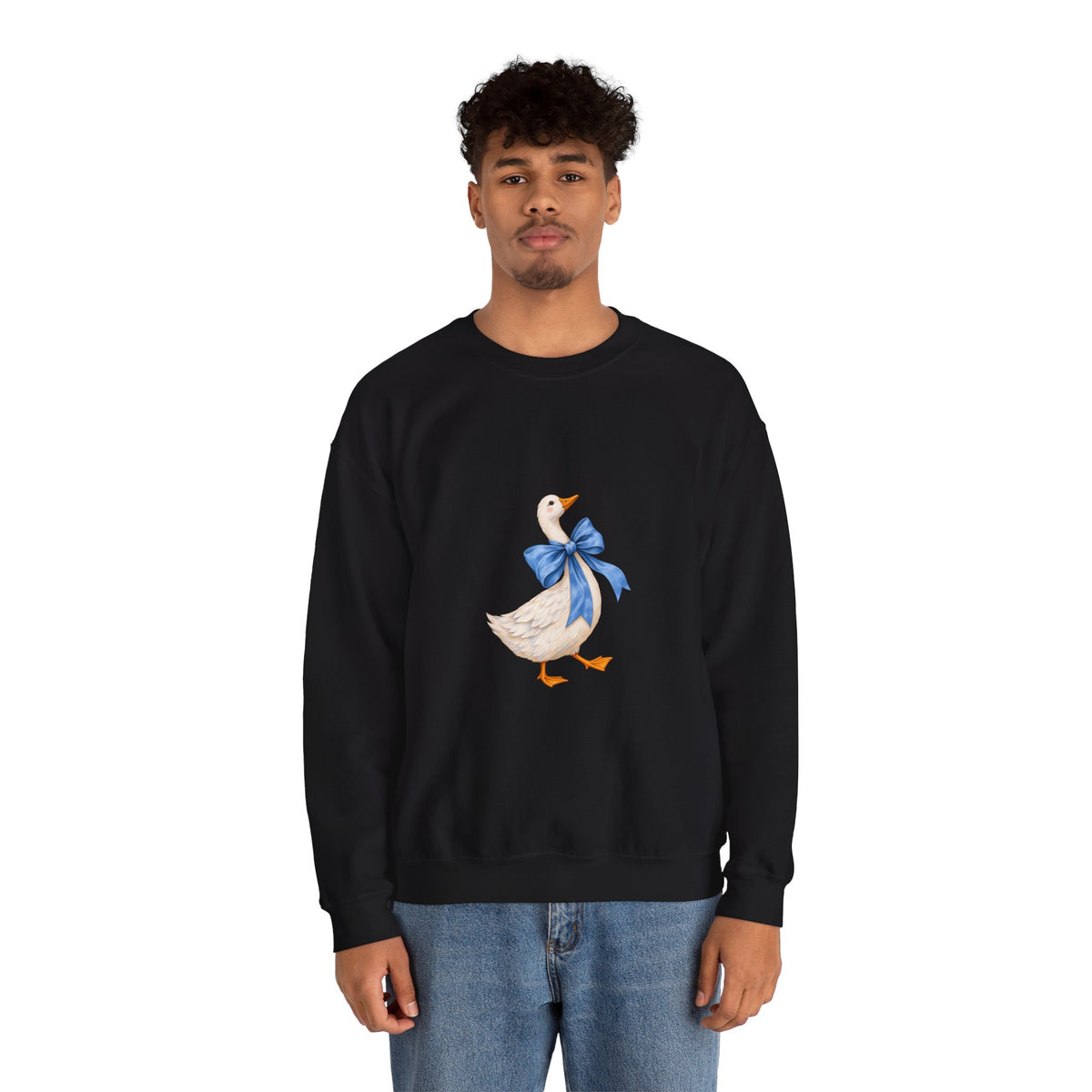 Cute Duck with blue bow Unisex Heavy Blend™ Crewneck Sweatshirt