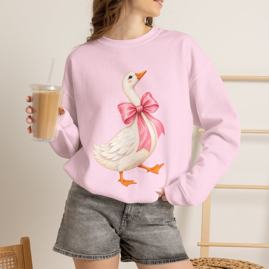 Cute Duck with Pink Bow Unisex Heavy Blend Crewneck Sweatshirt