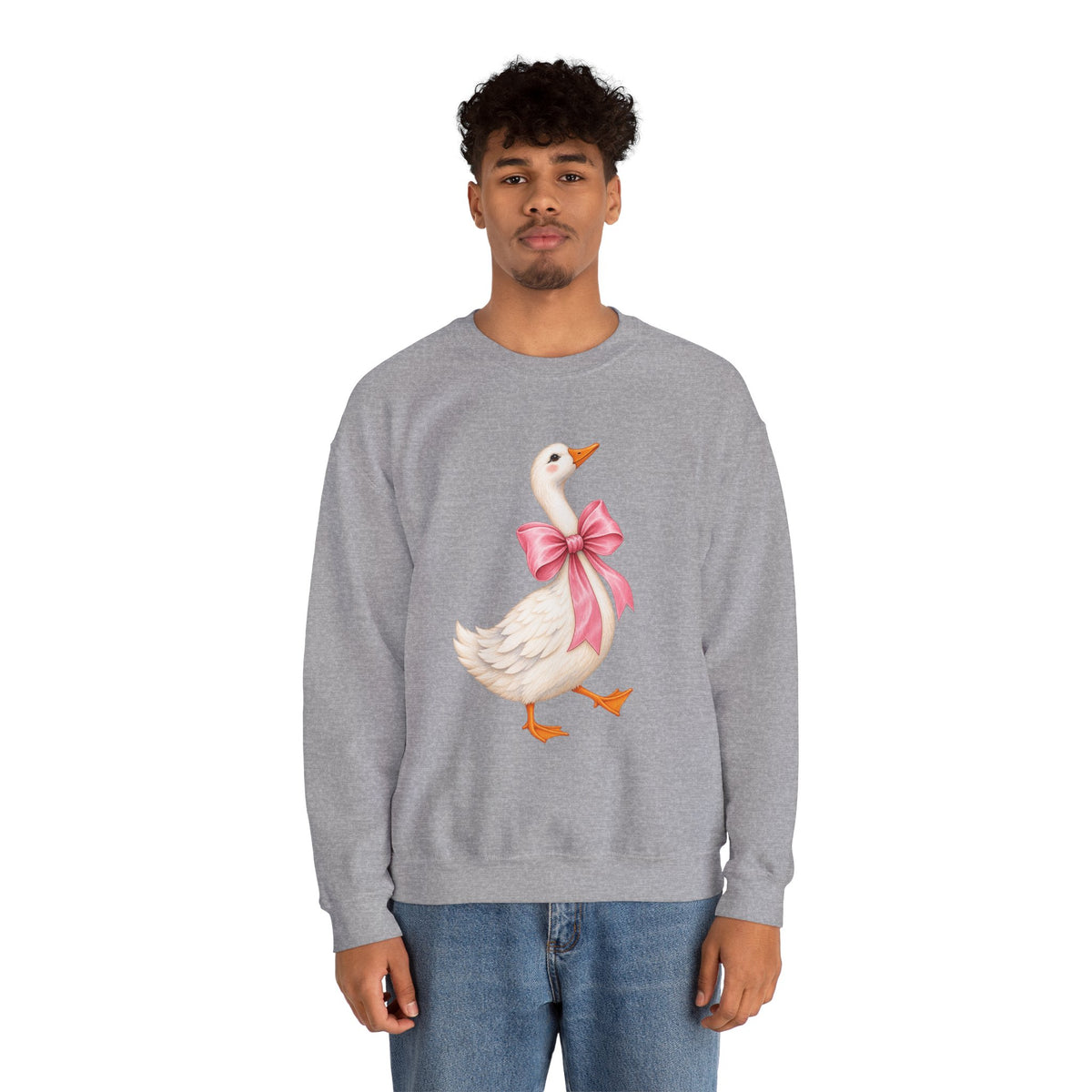 Cute Duck with Pink Bow Unisex Heavy Blend Crewneck Sweatshirt