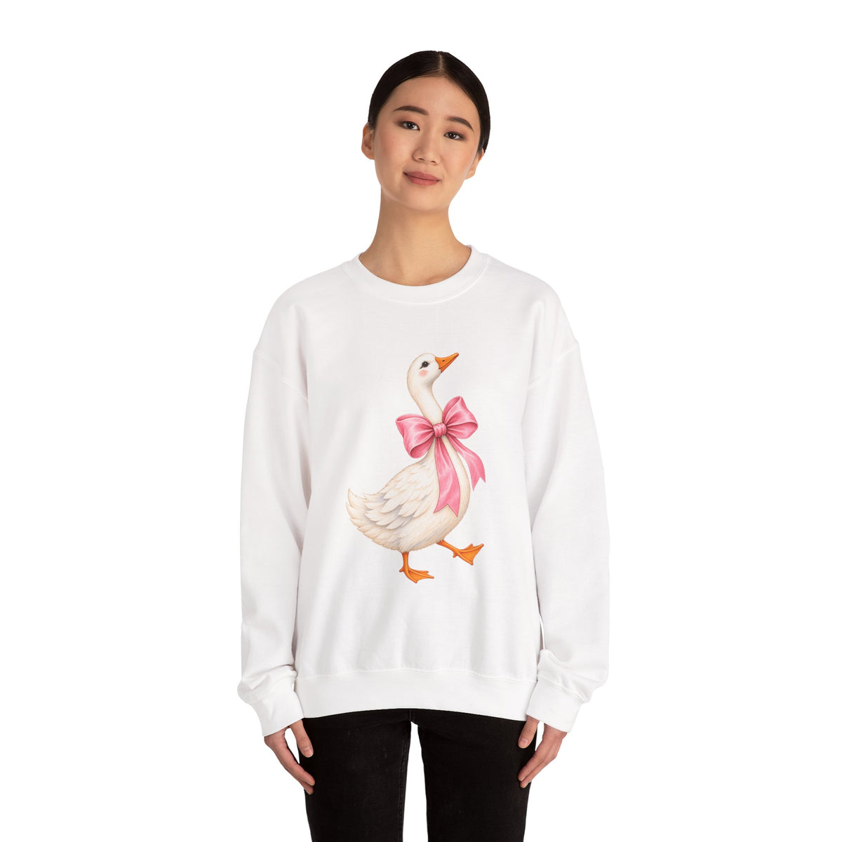 Cute Duck with Pink Bow Unisex Heavy Blend Crewneck Sweatshirt