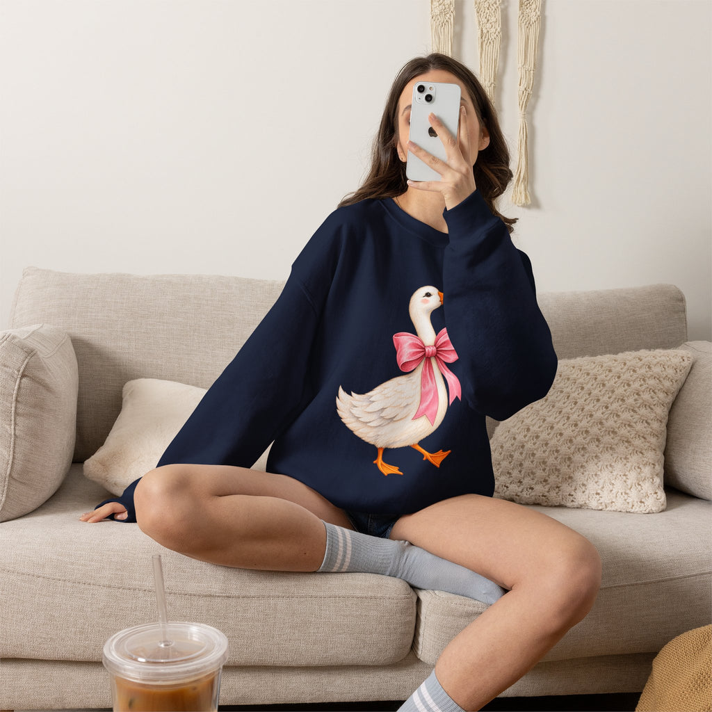 Cute Duck with Pink Bow Unisex Heavy Blend Crewneck Sweatshirt