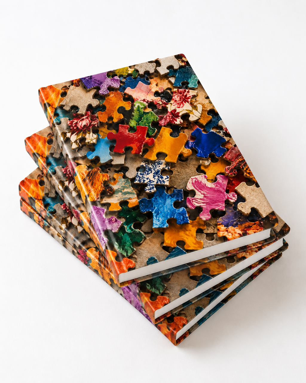Colorful Puzzle Pieces Aesthetic Lined Journal