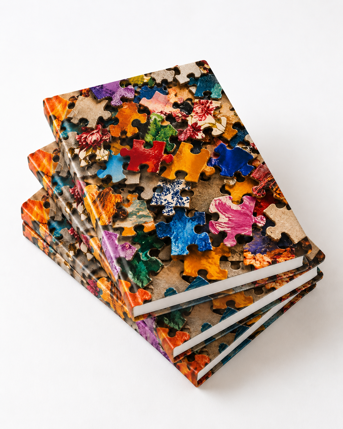 Colorful Puzzle Pieces Aesthetic Lined Journal