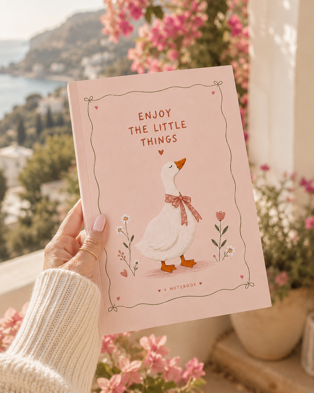 Enjoy the Little Things — Cute Goose Lined Notebook
