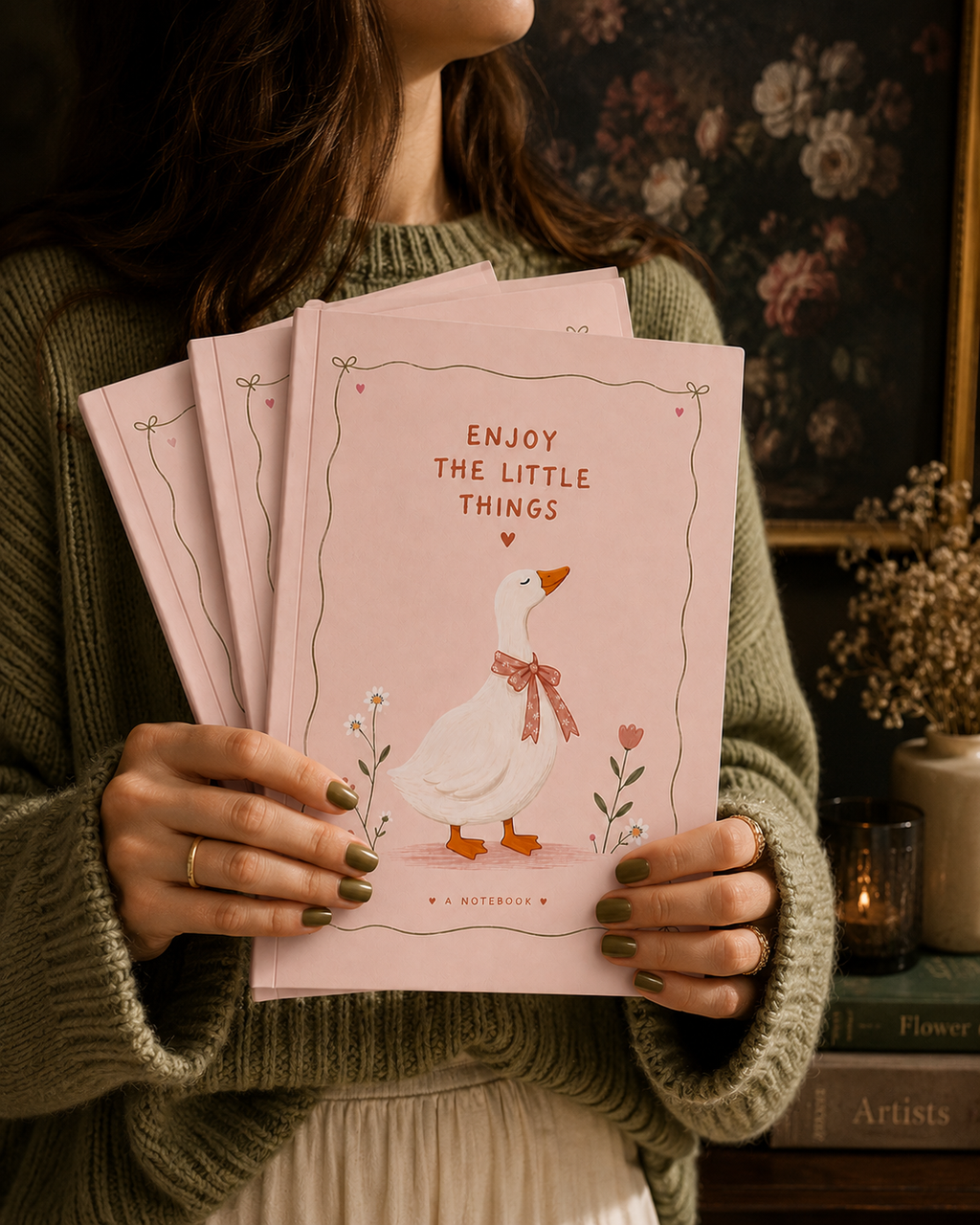 Enjoy the Little Things — Cute Goose Lined Notebook