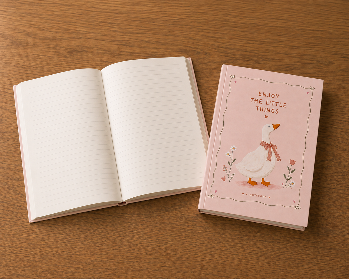 Enjoy the Little Things — Cute Goose Lined Notebook